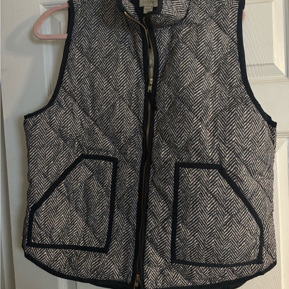 J. Crew Black and White Quilted Vest